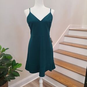 Express Teal Spaghetti Strap Mini Dress